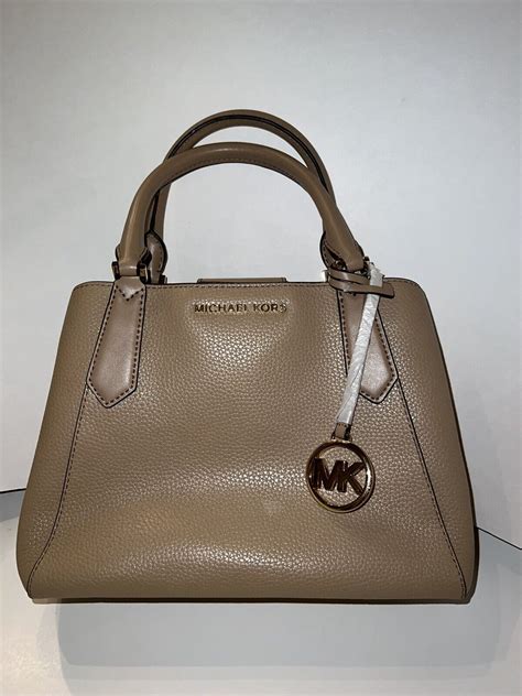 michael kors kimberly satchel dark khaki|Michael Kors Kimberly Small Leather Crossbody Satchel .